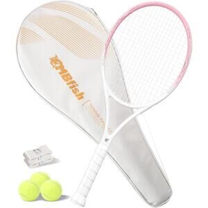 MBFISH Tennis Racket Set: Pre-Strung, 27" Racquet PINK - NEW